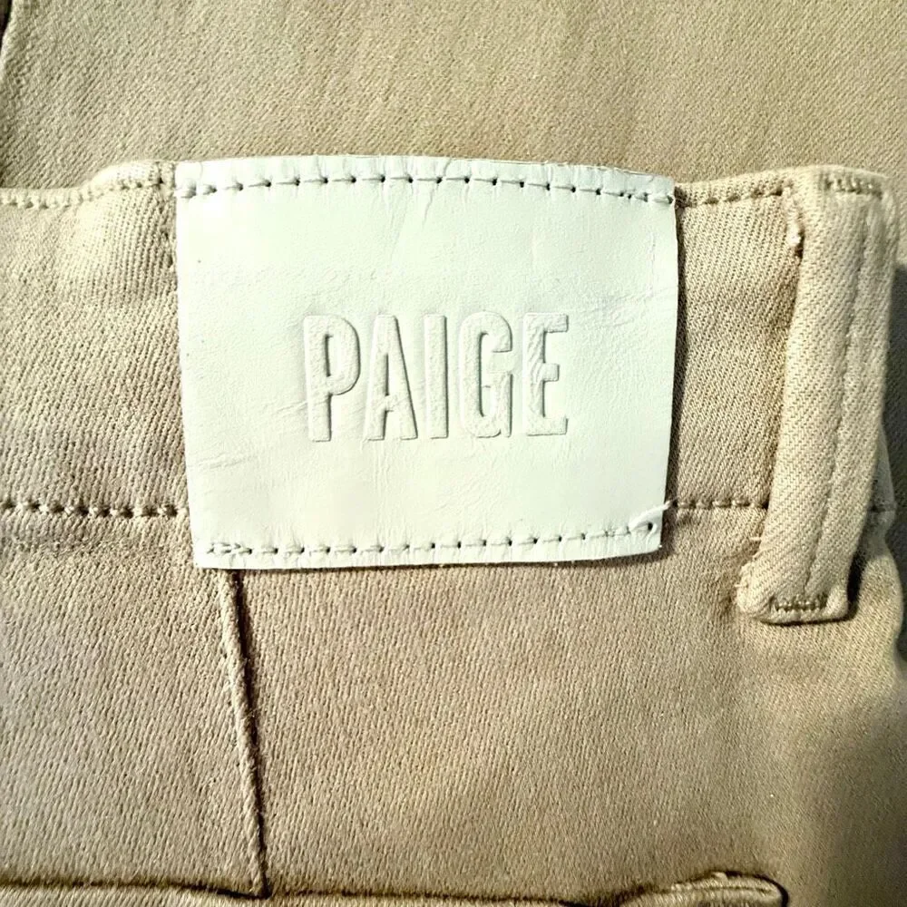NWT PAIGE Carly Coated High Waist Wide Leg Jeans in latte Size 27